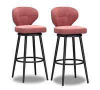 LYDSB Lot de 2 tabourets de bar pivotants modernes en velours rose pour cuisine, salle à manger, design élégant sans accoudoirs et soutien dorsal confortable