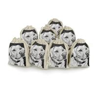 LYDSKGEQ Lot de 8 sacs vides réutilisables en coton avec cordon de serrage pour dessin de chien, sacs en toile de jute avec cordon de serrage, pochette cadeau pour bijoux, fête, mariage, maison (12,7