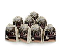 LYDSKGEQ Lot de 8 sacs vides réutilisables en coton avec cordon de serrage pour guitare, basse, musique, musique - Avec cordon de serrage - Pochette cadeau pour bijoux, fête, mariage, maison (12,7 x