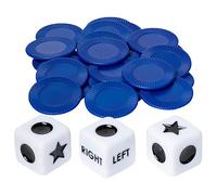 LYEAA 27 pièces Jeu de dés Centre Gauche Droit 3 dés et 24 jetons Jeux de dés interactifs Amusants Portables pour Les soirées en Famille Entre Amis
