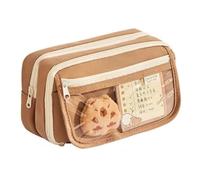 LYEAA 9 Couches Kawaii Zipper Crayon boîtier avec Autocollants Caricatures pagouche de Stylo de capacité Capybara Stationery Holder pour Enfants Papeterie (café)