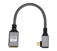 LYEAA Câble micro HDMI mâle vers femelle V2.0 compatible avec HDMI - Adaptateur coudé en nylon tressé pour appareil photo HDTV moniteur (droite) - 20 cm