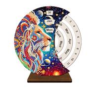 LYEAA Calendrier perpétuel en bois pour décoration de bureau Motif lune