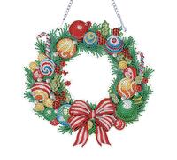 LYEAA Couronne de forme spéciale ornement acrylique de Noël à suspendre couronne d'art peinture guirlande de peinture à cristal couronne pour la maison, fenêtre, porte, décoration cadeau (GJ232)