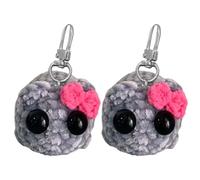 LYEAA Cute Knitted Sad Hamster Doll Cute Hamster Animal Plushie Keyring Bow Tie Hamster Keychain Toy Handmade Sad Hamster Knitting Doll Home Desk Decor (2pcs with Music)