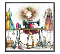 LYEAA Embroderie complète Eco-Cotton Paintes de fil de croix Kit de point 11CT Imprimé Girl Art 40x40cm