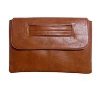 LYEAA Femmes Enveloppe Pochette Mode PU Cuir Messenger Sac Couleur Unie Bracelet Sacs À Main Capacité Laidies Shopping Bag (Marron)