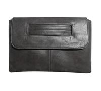 LYEAA Femmes Enveloppe Pochette Mode PU Cuir Sac de Trajet Couleur Unie Bracelet Sacs À Main Capacité Laidies Shopping Bag (Noir)