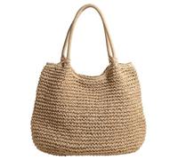 LYEAA femmes paille fourre-tout sac à main capacité Vintage sac à bandoulière fermeture à loquet Simple tissage sac à main dames été sac quotidien