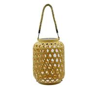 LYEAA Lampe de jardin à LED en bambou naturel IP55 étanche en rotin naturel et bambou à suspendre - Lanterne solaire d'extérieur à suspendre pour terrasse, jardin, cour, porche