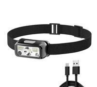 LYEAA Lampe frontale LED avec détecteur de mouvement IPX4 étanche multifonction lampe de poche 6 modes d'éclairage double source de lumière pour expédition, équitation, pêche