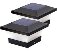 LYEAA Lot de 2 lampadaires solaires à DEL 6 LED étanches pour extérieur, grenat, poteaux Woon, patio, clôture, chemin de cour, lumière du jour e 6000 K