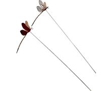 LYEAA Lot de 2 piquets de jardin en métal en forme de libellule - Décoration vintage miniature pour intérieur et extérieur