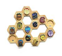 LYEAA Lot de 6 vitrines à médailles, boîtier de rangement hexagonal en bois pour médailles, idées cadeaux pour les amoureux du sport