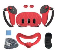 LYEAA Lot de 7 accessoires de protection anti-rayures en silicone pour Meta Quest 3 (rouge)