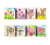 LYEAA Lot de 8 cartes de vœux avec peinture 5D - Forme spéciale - Perçage partiel - Cartes postales 5D - Cartes de vœux pliables pour Noël, Pâques, Thanksgiving