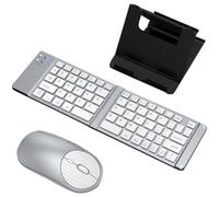 LYEAA Mini Clavier et Souris Pliable sans Fil, Compatible, Clavier sans Fil Pliable, Support de téléphone, 3 Modes Rechargeables pour Tablette téléphone iOS/Android
