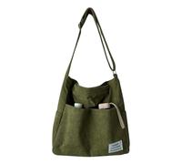 LYEAA Sac à bandoulière décontracté multi-poches pliable classique sac à bandoulière souple polyvalent sangle réglable réutilisable, Vert, 35*25*10.5cm/13.78*9.84*4.13in