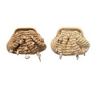 LYEAA Sac à bandoulière d'été à paille tissé pour les femmes à bourse de plage de la plage coquille de crochet déco