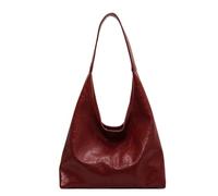 LYEAA Sac à bandoulière en cuir pour femme - Polyvalent - Souple - Style décontracté - 2 pièces - Sac à bandoulière et sac de courses, rouge vin, 20*13*7cm/7.8*5.07*2.73in