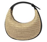 LYEAA Sac à bandoulière tissé à la main pour femme - Grande capacité - Élégant - En cuir synthétique - Paille - Sac à main de voyage en bord de mer, Noir , 270.00x160.00x90.00mm/10.63x6.3x3.54inch