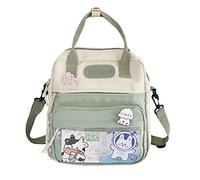 LYEAA Sac à dos Kawaii pour filles et étudiantes, joli sac à dos de voyage esthétique, sac d'école japonais Harajukue en toile avec épingle Kawaii et accessoires pour ordinateur portable, 01 - Vert,