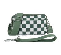 LYEAA Sac de poitrine en nylon pour femme avec sangle réglable - Sac à bandoulière léger de grande capacité - Sac à bandoulière en damier pour course à pied, camping, randonnée, Vert
