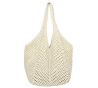 LYEAA Sac fourre-tout en crochet pour femme - Grande capacité - Sac à main tendance en tricot - Sac de plage d'été, blanc, 28x20x0.5cm