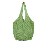 LYEAA Sac fourre-tout en crochet pour femme - Grande capacité - Sac à main tendance en tricot - Sac de plage d'été, Vert, 28x20x0.5cm