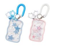 LYEGJT 2 Piezas Cadre Photo Mignon Style Kpop avec Porte-clés, étui Transparent pour Carte, Protection créative pour Carte de Bus et d'étudiant, Porte-Photo（7.3 x 11.1cm）