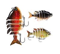 Lyer de pêche multi-articulé, leurre de pêche de basse,Kit de leurre de poisson 3 pièces Treble Crows Bât de natation - Crankbaits pour la natation, l'eau douce et l'eau salée, les basses, la truite,