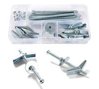 Lyeteung 10 Set M4 Fixations Ancrages à Bascule, Boulon à Bascule à Ressort à Ailettes, Kit D'assortiment de Boulons à Bascule, avec Écrous Hexagonaux, Rondelles, pour Plaques de Plâtre