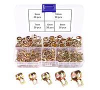 Lyeteung 100 Pièces 6/7 / 8/9 / 10 mm Colliers de Serrage à Ressort Kit, Clips à Ressort Tuyau Serre-Joints à Tuyaux, Colliers de Serrage en Silicone pour Tuyau de Carburant, Or