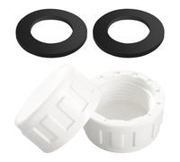 Lyeteung 2 Pièces G1 Bouchon Fileté en PVC, Siphon Tuyau Bouchon d'obturation, Connecteur de Tuyau Rond Femelle en PVC, avec Rondelle en Caoutchouc, pour Sceller Les Joints Les Tuyaux Fin, Blanc