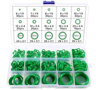 Lyeteung 260 Pièces 15 Tailles Kit O Ring Joints D'étanchéité, Assortiment Joint Torique en Silicone, Vert