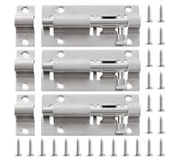 Lyeteung 3 Pièces 73mm Targette de Porte, Boulons de Verrouillage de Porte Coulissants, Targette en Acier Inoxydable, avec Vis, pour Salle de Bain Chambre à Coucher Toilettes