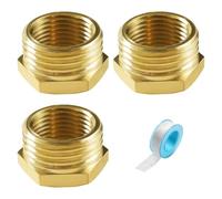 Lyeteung 3 Pièces Réducteur en Laiton G1/2 Mâle vers G3/8 Femelle, Laiton Réduction Raccord Fileté, Réduction Adaptateur Hexagonal Raccord en Laiton avec Ruban de Matière Première, pour Tuyau