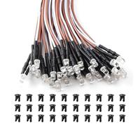Lyeteung 30 Pièces 3mm 12V Diode LED Pré-Câblée Lumière, Blanc Chaud, 20cm Diodes Électroluminescentes Pré-Câblé + 30 Pièces 3mm Plastique Support LED