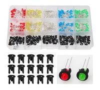Lyeteung 300 Pièces 3mm LED Diode Électroluminescente, Tête Ronde Multicolore 2-Pin LED DIP Diodes, Rouge Vert BleuJaune Blanc, 60 Pièces par Couleur, avec 100 Pièces Support LED en Plastique