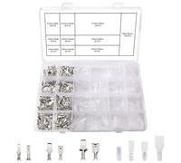 Lyeteung 440 Pièces 2.8mm 4.8mm 6.3mm Mâle Femelle Spade Bornier Connecteur Kit, Ensemble de Cosses Plates, avec Manchon Isolant, pour DIY Bateau de Véhicule de Moto Électrique, Argent