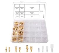 Lyeteung 440 Pièces 2.8mm 4.8mm 6.3mm Mâle Femelle Spade Bornier Connecteur Kit, Ensemble de Cosses Plates, avec Manchon Isolant, pour DIY Bateau de Véhicule de Moto Électrique, Doré