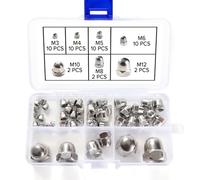 Lyeteung 46 Pièces M3/M4/M5/M6/M8/M10/M12 Écrous Borgnes en Acier Inoxydable, Ecrou Borgne Hexagonaux, Écrous à Gland Hexagonaux Kit, pour Vis, Boulons