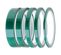 Lyeteung 5 Rouleaux 3/6/8/12/20 mmx33m Ruban Adhésif Résistant à la Chaleur, Ruban Chauffant pour Sublimation, pour Imprimés Électroniques, Vert