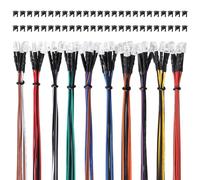 Lyeteung 50 Pièces 5mm 12V Diode LED Pré-Câblée Lumière, 10 Couleurs, 20cm Diodes Électroluminescentes Pré-Câblé + 50 Pièces 5mm Plastique Support LED