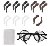 Lyeteung 9 paires de lunettes 42 x 10 mm Poignées d'oreille, porte-tempe pour lunettes en silicone, crochets de temple de lunettes antidérapants, poignées de lunettes derrière les oreilles, avec