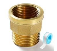 Lyeteung Adaptateur de Raccord de Tuyau Laiton G3/4 Femelle vers G3/4 Mâle Douille Octogonale Réducteur de Tuyau avec Ruban de Plombier 10m