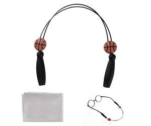 Lyeteung Cordon Lunettes de Sport, Retenue de Lunettes Réglables, Sans Queue Cordons à Lunettes, avec Chiffon à Lunettes, pour Lunettes de Soleil, Lunettes de Lecture, Style Basket
