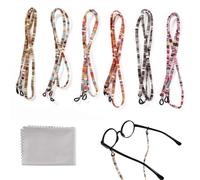 Lyeteung Lot de 6 cordons colorés pour lunettes de soleil, lunettes de lecture, style ethnique, avec chiffon de nettoyage