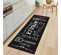 LYFDN Tapis de Cuisine Antidérapant Vaisselle en Noir et Blanc Tapis pour Devant Evier Absorbant, Doux Tapis du Sol pour Salon Chambre Passage Lavable en Machine 60 x 120cm