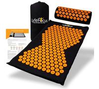 LyfeFocus Ensemble tapis d'acupression et oreiller avec sac de voyage - Tapis de massage d'acupuncture rembourré pour soulager les douleurs du dos, du cou et des épaules - Soulage les tensions